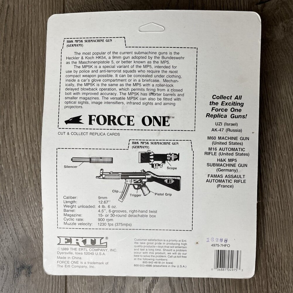 ERTL Force One Die-Cast Metal H&K MP5K Submachine Gun #4975 1989 a - Picture 2 of 11
